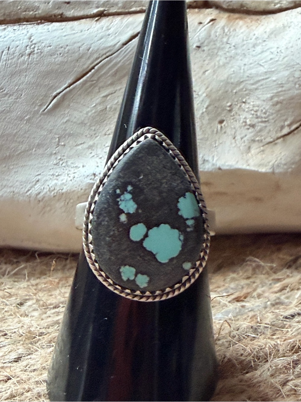 Blue moon turquoise set in sterling silver 925